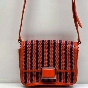 Marc Jacobs Orange and Navy Woven Stripe Crossbody
